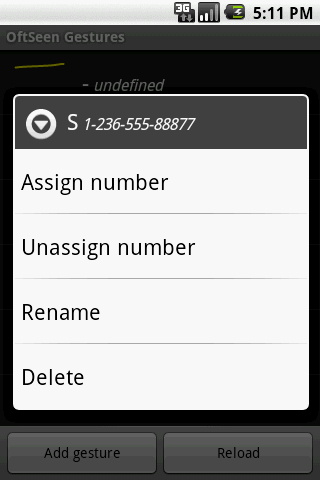 The gesture context menu